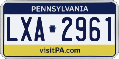 PA license plate LXA2961