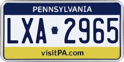 PA license plate LXA2965