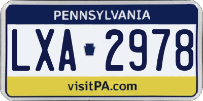 PA license plate LXA2978