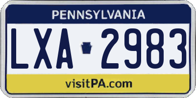 PA license plate LXA2983