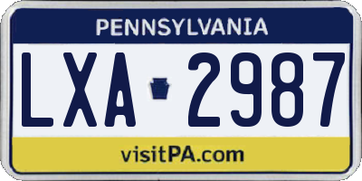 PA license plate LXA2987