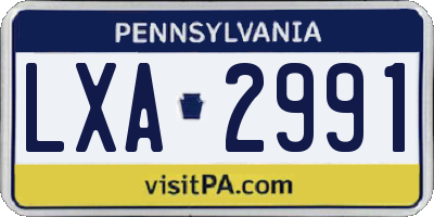 PA license plate LXA2991