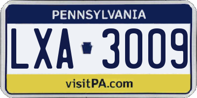 PA license plate LXA3009