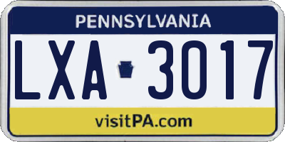 PA license plate LXA3017