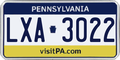 PA license plate LXA3022