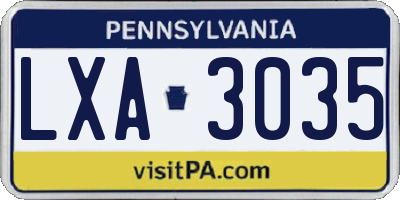 PA license plate LXA3035