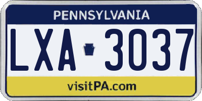 PA license plate LXA3037