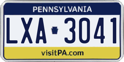 PA license plate LXA3041