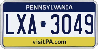 PA license plate LXA3049