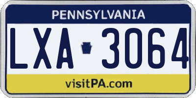 PA license plate LXA3064