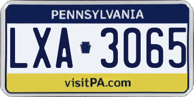 PA license plate LXA3065