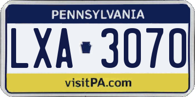 PA license plate LXA3070
