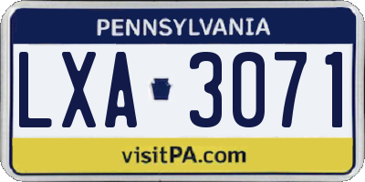PA license plate LXA3071