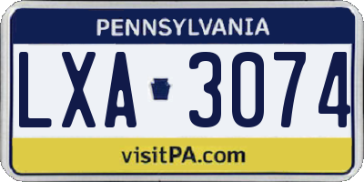 PA license plate LXA3074