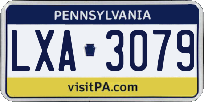 PA license plate LXA3079