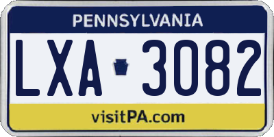 PA license plate LXA3082