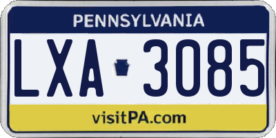PA license plate LXA3085