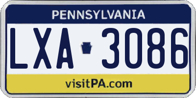 PA license plate LXA3086
