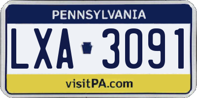 PA license plate LXA3091