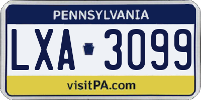 PA license plate LXA3099