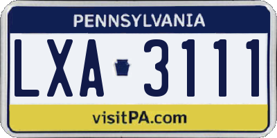 PA license plate LXA3111