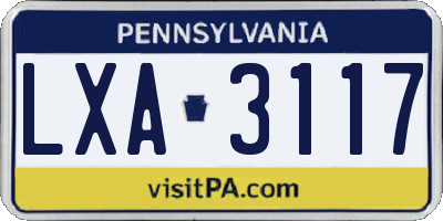 PA license plate LXA3117
