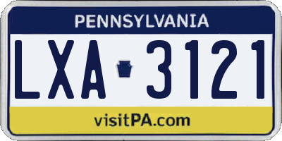PA license plate LXA3121