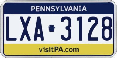 PA license plate LXA3128