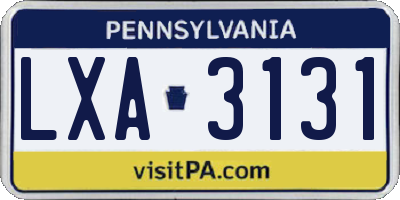 PA license plate LXA3131