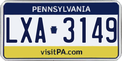 PA license plate LXA3149
