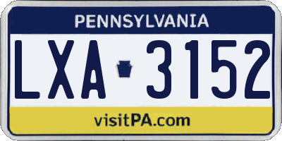 PA license plate LXA3152