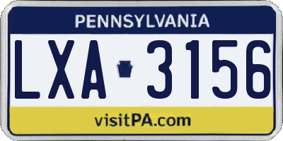 PA license plate LXA3156