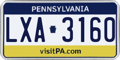 PA license plate LXA3160