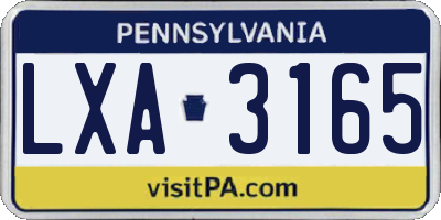 PA license plate LXA3165