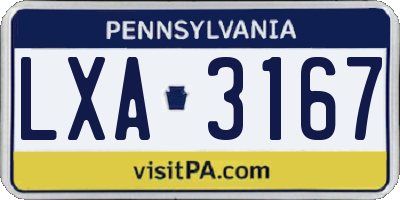 PA license plate LXA3167