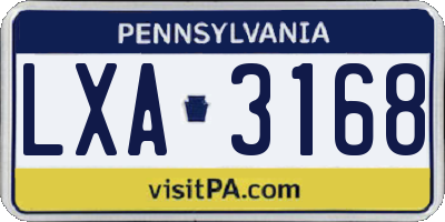 PA license plate LXA3168