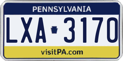 PA license plate LXA3170