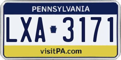PA license plate LXA3171