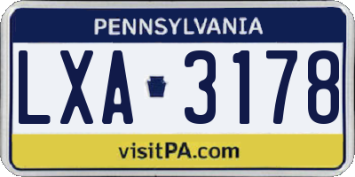 PA license plate LXA3178