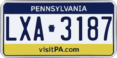 PA license plate LXA3187