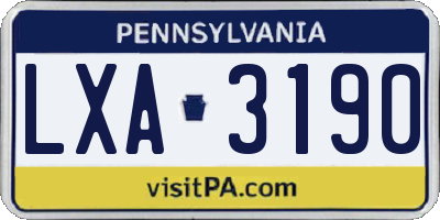 PA license plate LXA3190