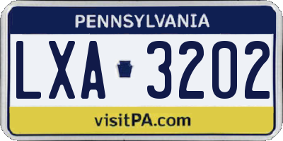 PA license plate LXA3202