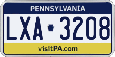 PA license plate LXA3208