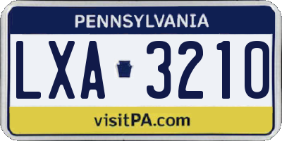 PA license plate LXA3210
