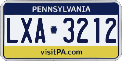 PA license plate LXA3212