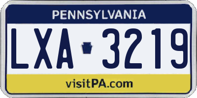 PA license plate LXA3219
