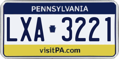 PA license plate LXA3221