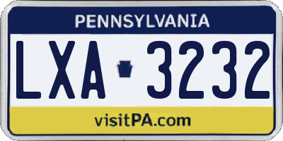 PA license plate LXA3232