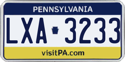 PA license plate LXA3233
