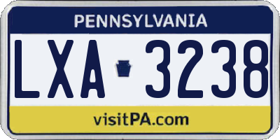 PA license plate LXA3238